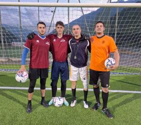 I portieri: da sx Stefano Greco, Tiziano Pini (Juniores), Luca Davolio (preparatore), Simone De Maron